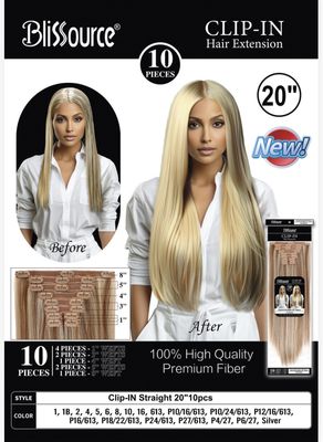 SYNTHETIC CLIP-IN STRAIGHT 20” 10PCS