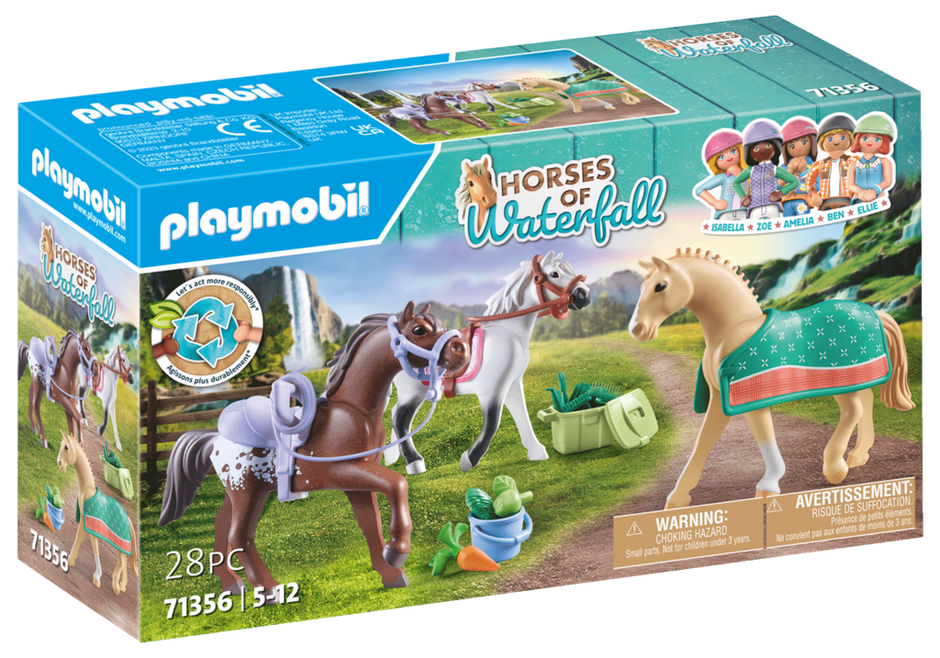 Playmobil Horses of Waterfall 71356 - Three Horses with Saddles