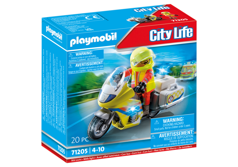 Playmobil City Life 71205- Rescue Motorcycle with Flashing Lights