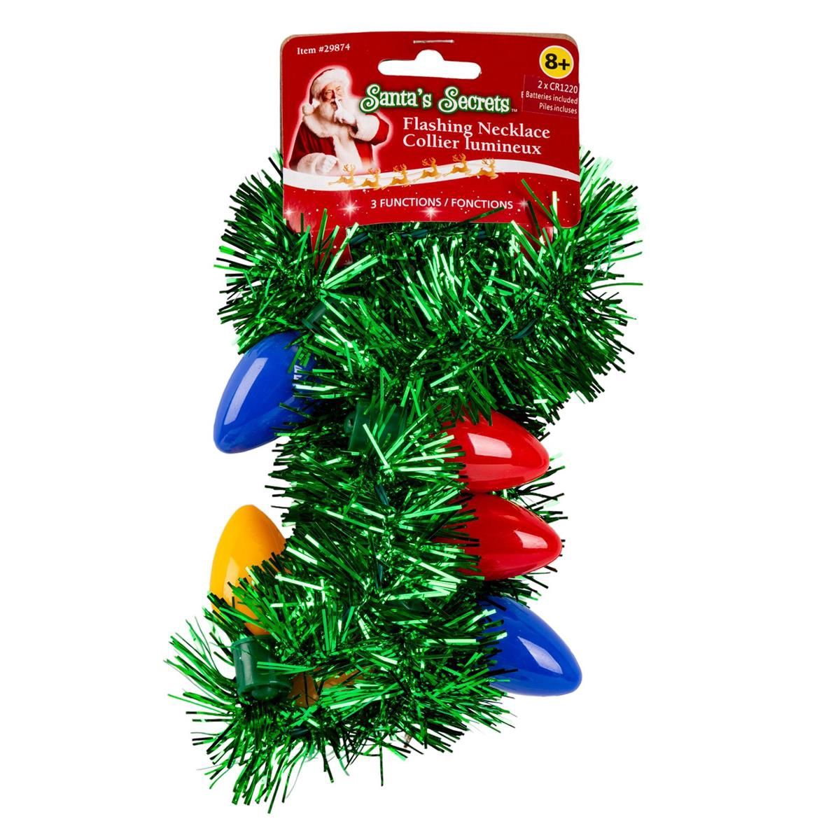 Santa&#39;s Secrets - 7 LED Light Bulb Party Tinsel Necklace