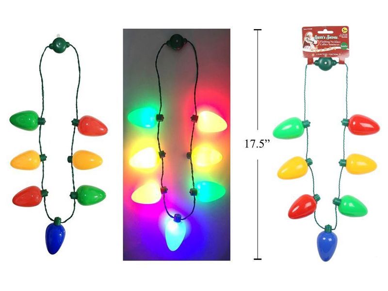 Santa’s Secrets - XL Flashing Christmas Light Bulbs Necklace