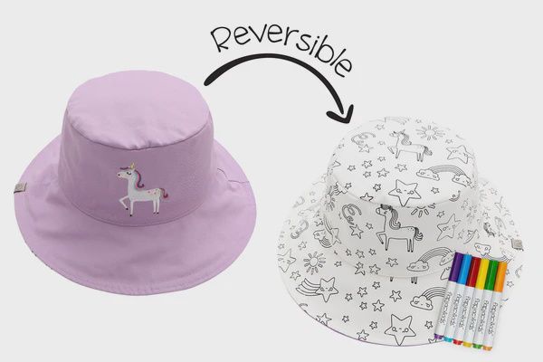 FlapJackKids - Kids Reversible Colouring Sun Hat Unicorn