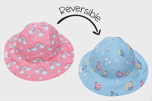 FlapJackKids - Patterned Reversible Sun Hat Rainbow Unicorn