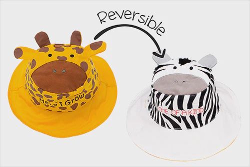 FlapJackKids - Kids Reversible Sun Hat Giraffe/Zebra