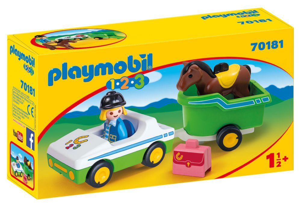 Playmobil 1•2•3 70181 - Car with Horse Trailer