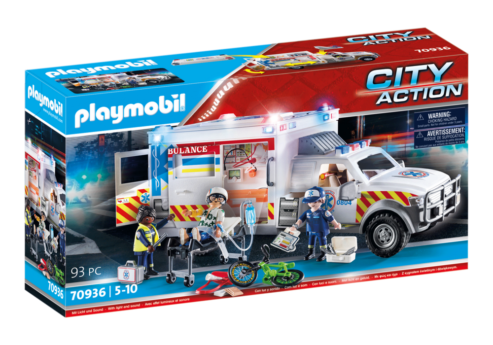 Playmobil City Action 70936 - Rescue Vehicles: Ambulance with Lights and Sound