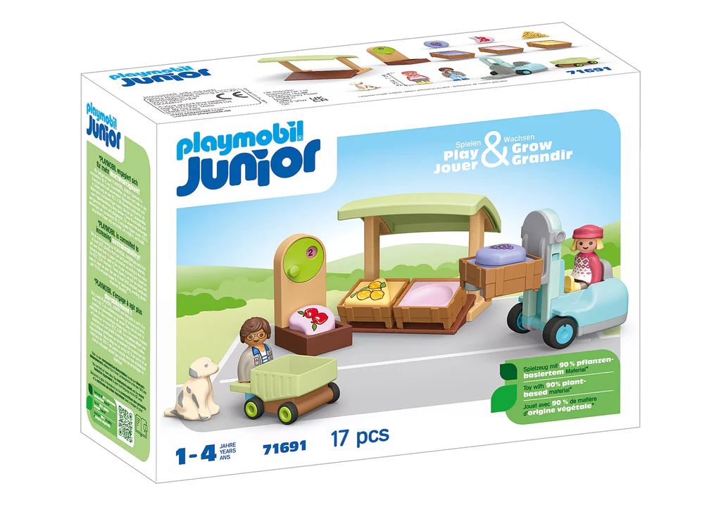 Playmobil Junior 71691 - Organic Market Stall &amp; Forklift