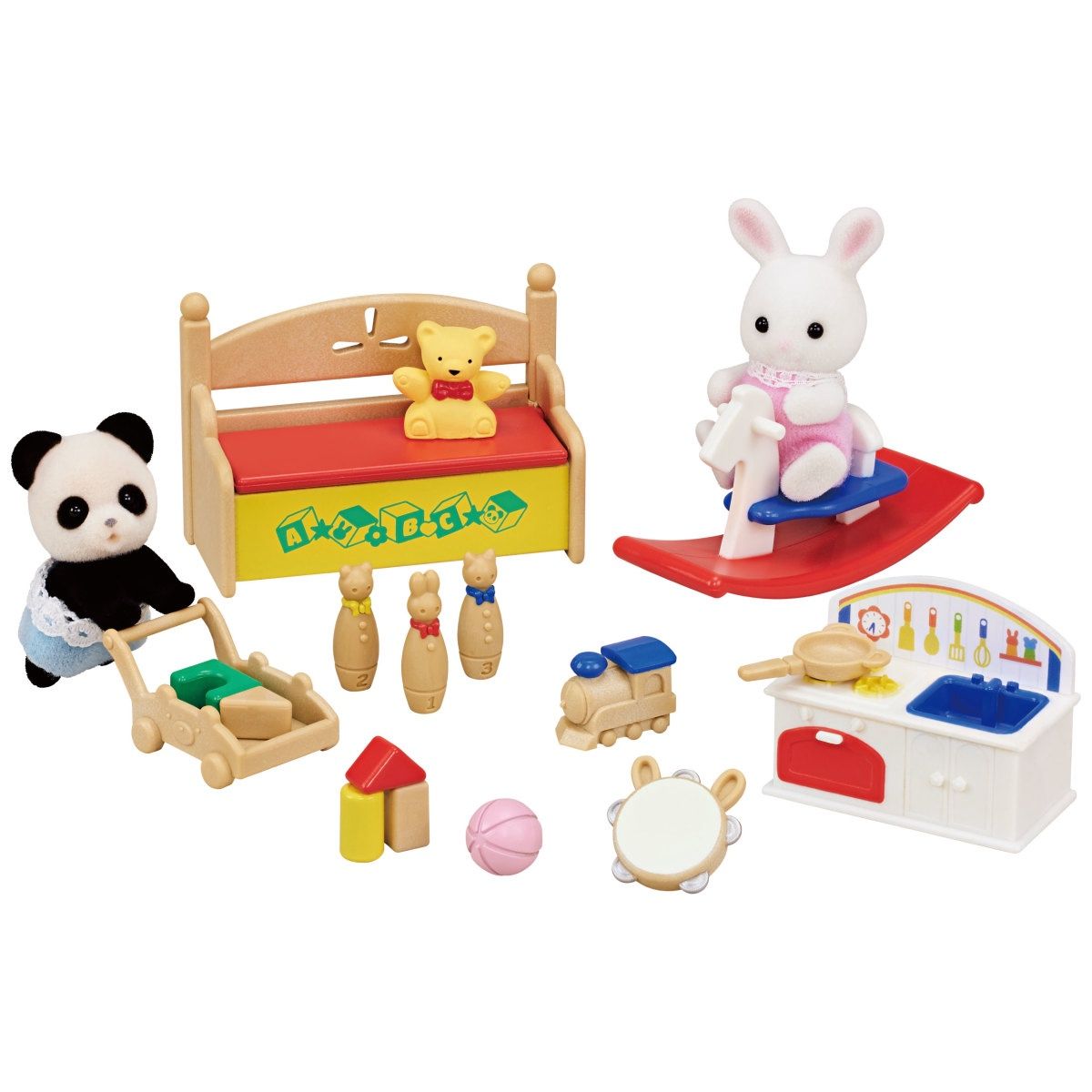 Calico Critters - Baby’s Toy Box ~Snow Rabbit &amp; Panda Babies~