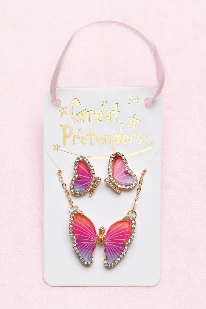 Great Pretenders - Boutique Butterfly Jewel Necklace &amp; Studded Earrings