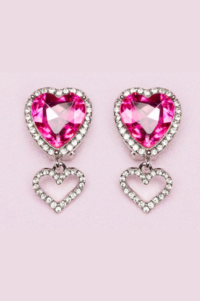 Great Pretenders - Boutique Heart Jewel Clip on Earrings