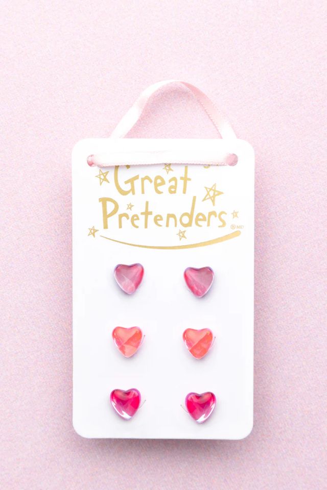 Great Pretenders - Boutique Holographic Heart Studded Earrings