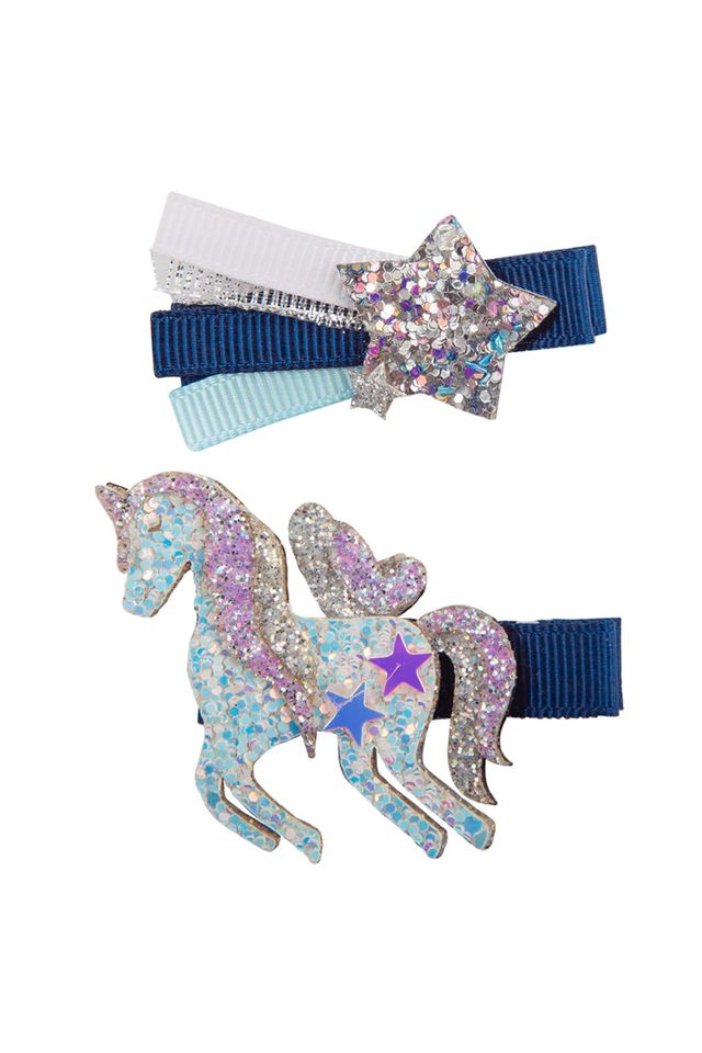 Great Pretenders - Boutique Navy Unicorn Star Hair Clip