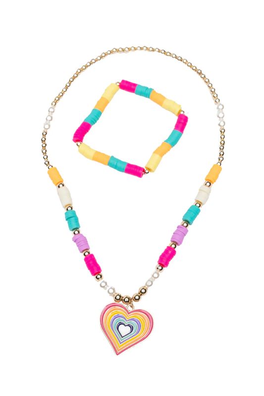 Great Pretenders - Rainbow Love Necklace &amp; Bracelet Set