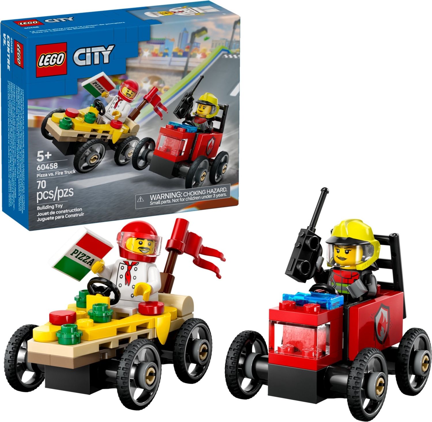 Lego City 60458 - Pizza vs. Fire Truck Race Car Pack