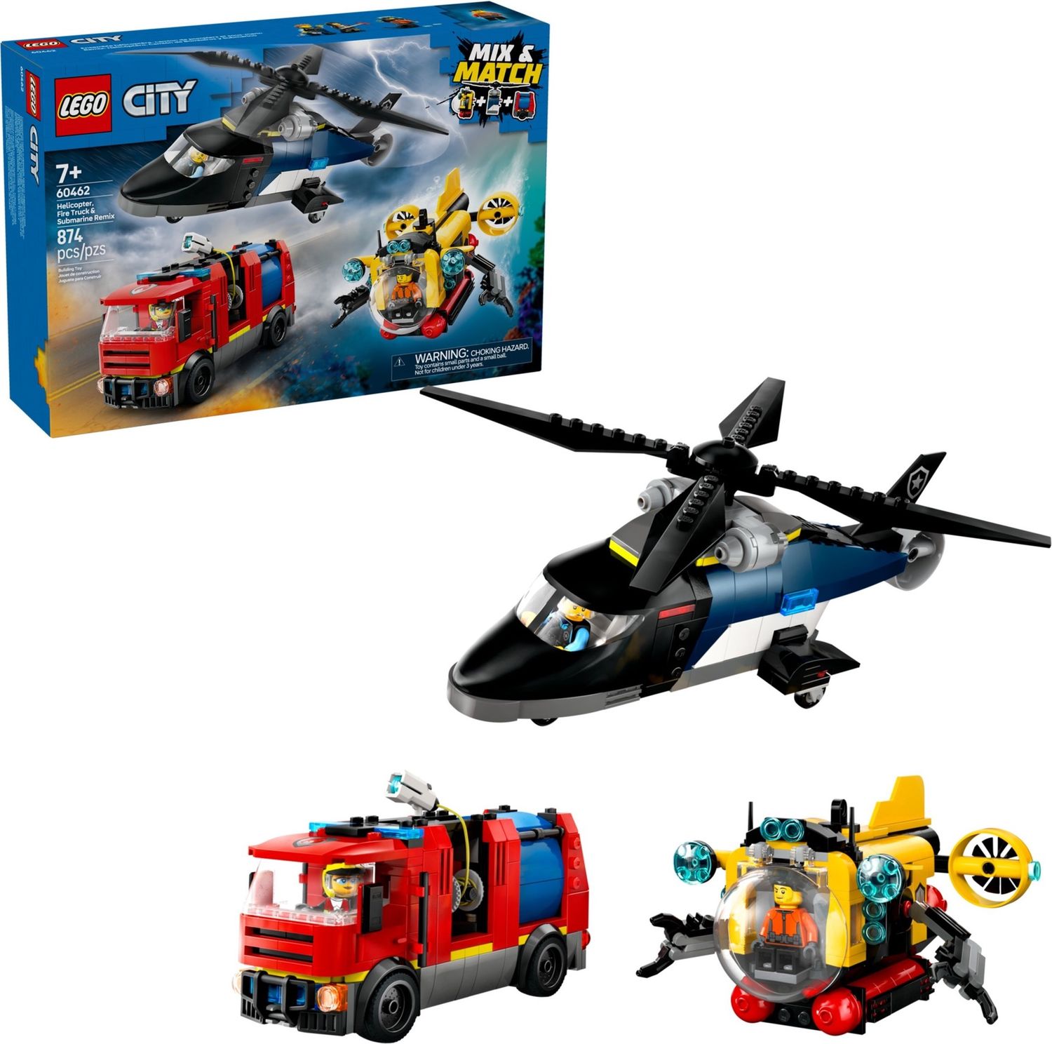 Lego City 60462 - Helicopter, Fire Truck &amp; Submarine Remix