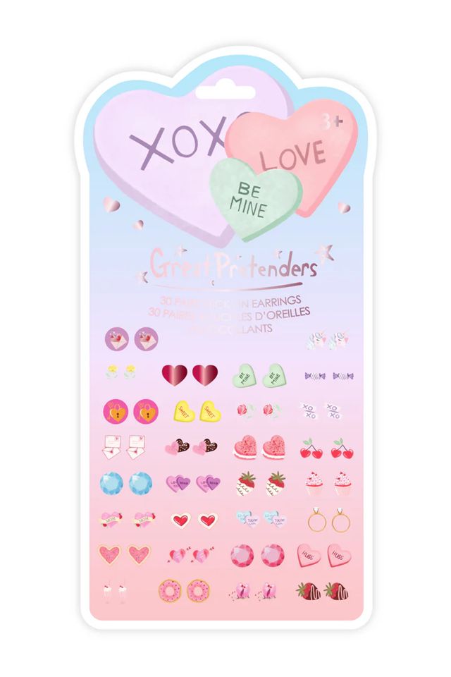 Great Pretenders - Candy Heart Valentine Sticker Earrings