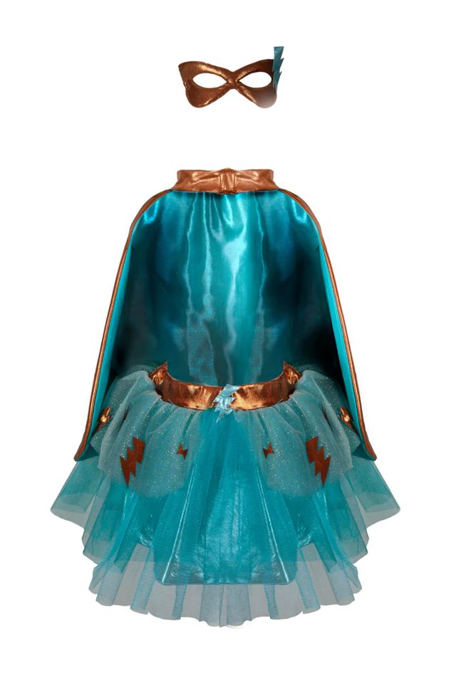 Great Pretenders - Copper &amp; Teal Super-Duper Tutu, Cape &amp; Mask Set