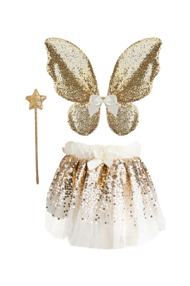 Great Pretenders - Gracious Gold Sequins Skirt, Wings, and Wand