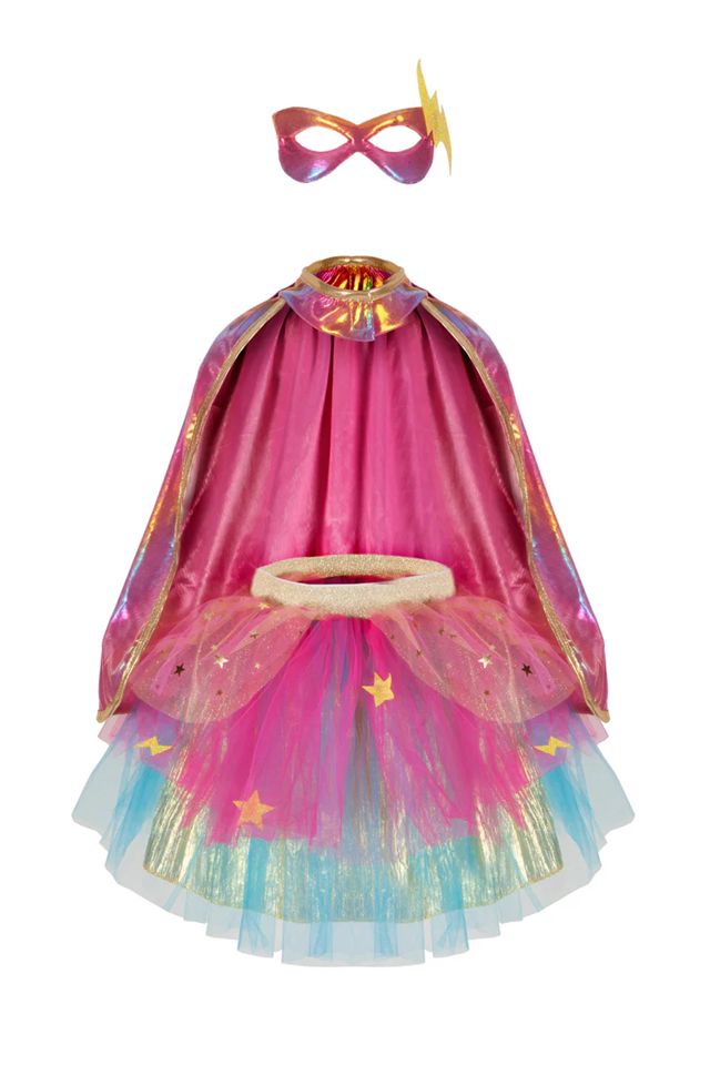 Great Pretenders - Pink/Gold Super-Duper Tutu, Cape &amp; Mask Set