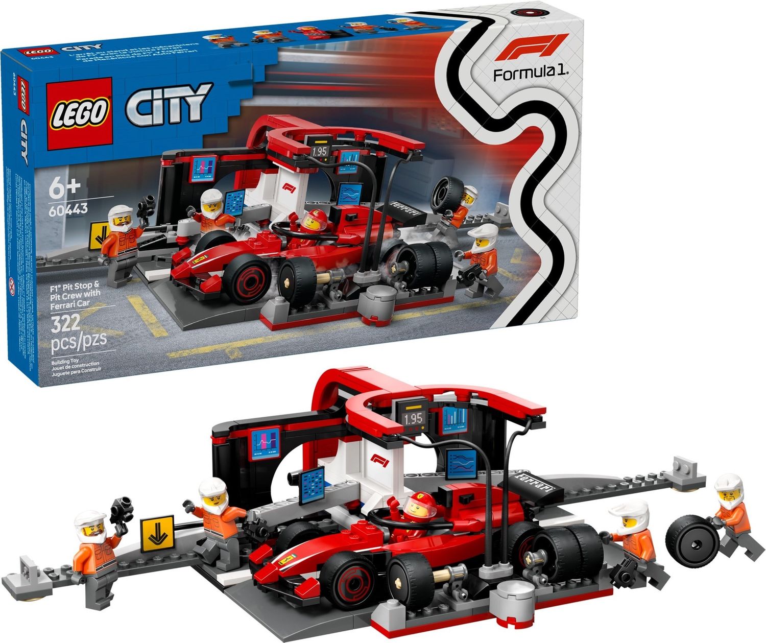 Lego City 60443 - F1 Pit Stop &amp; Pit Crew with Ferrari Car