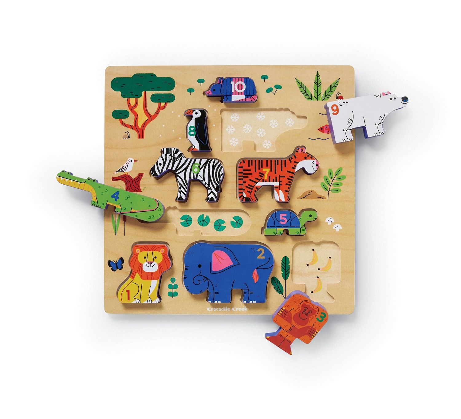 Crocodile Creek 10 Piece Stacking Wood Puzzle - 123 Zoo
