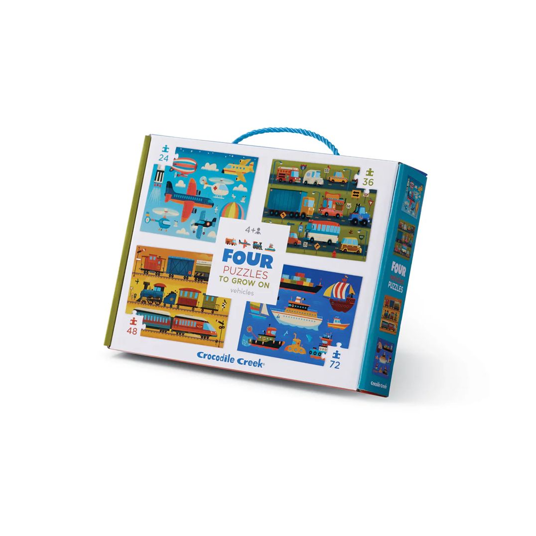 Crocodile Creek Four Puzzle Set - Vehicles