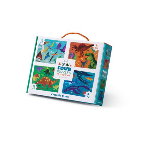 Crocodile Creek Four Puzzle Set - Dinosaurs