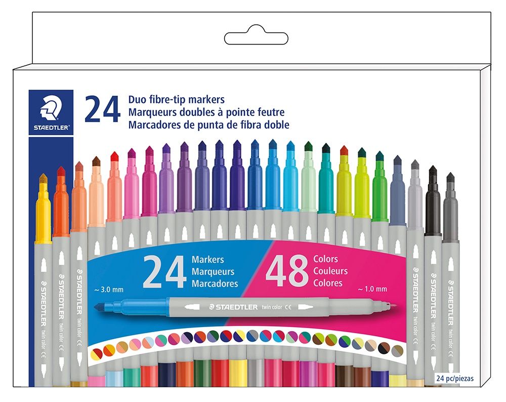 Staedtler - 24 Duo Fibre-Tip Markers