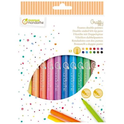 Avenue Mandarine - 12 Double-Ended Felt-Tip Pens