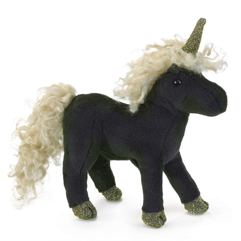 Folkmanis - Mini Black Unicorn Finger Puppet