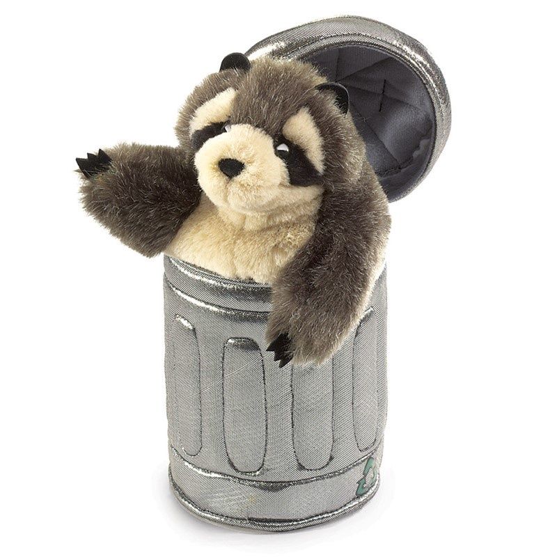 Folkmanis - Raccoon In Garbage Can Hand Puppet