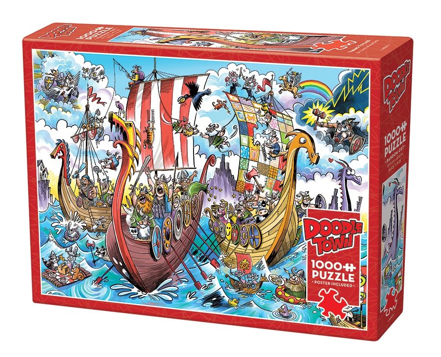 Cobble Hill 1000 Piece Puzzle - DoodleTown: Viking Voyage