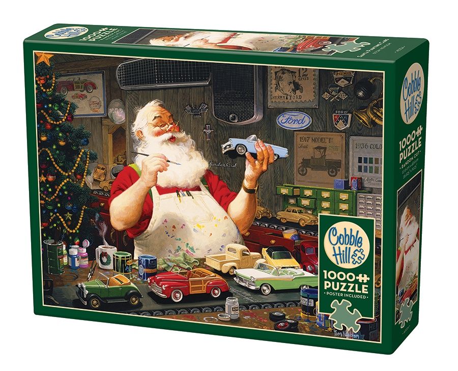 Cobble Hill 1000 Piece Puzzle - Santa Painting Cars