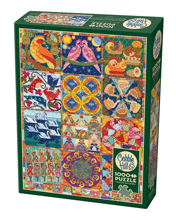 Cobble Hill 1000 Piece Puzzle - Twelve Days of Christmas Quilt