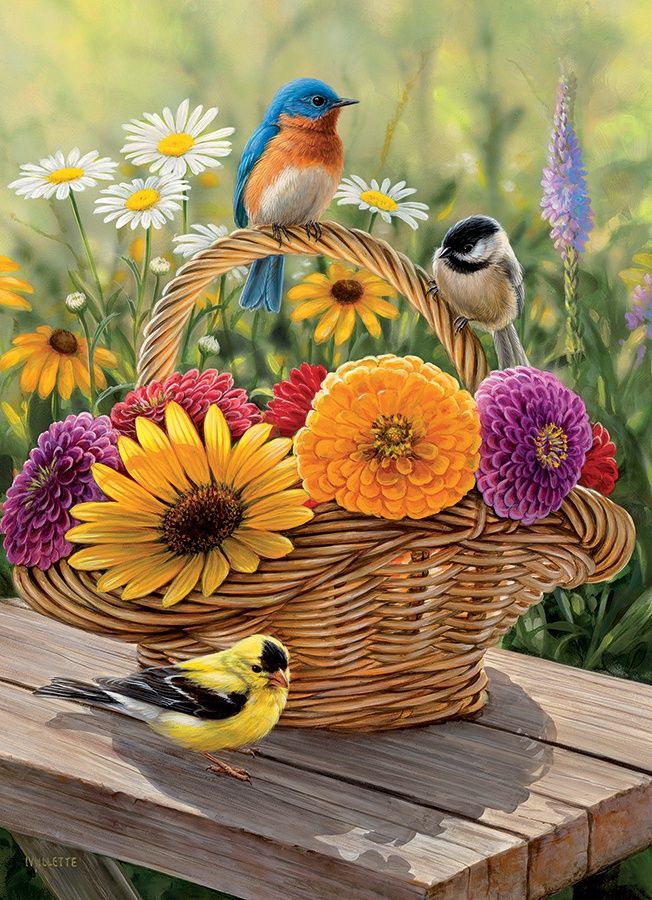 Cobble Hill 35 Piece Tray Puzzle - Bluebird and Bouquet