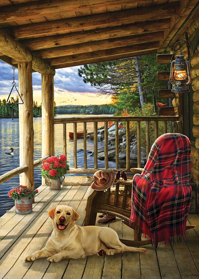 Cobble Hill 35 Piece Tray Puzzle - Lake Cabin Labrador
