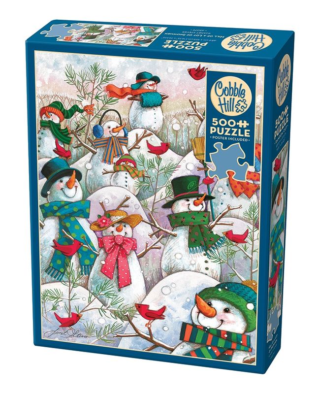 Cobble Hill 500 Piece Puzzle - Hill of a Lot Snowmen