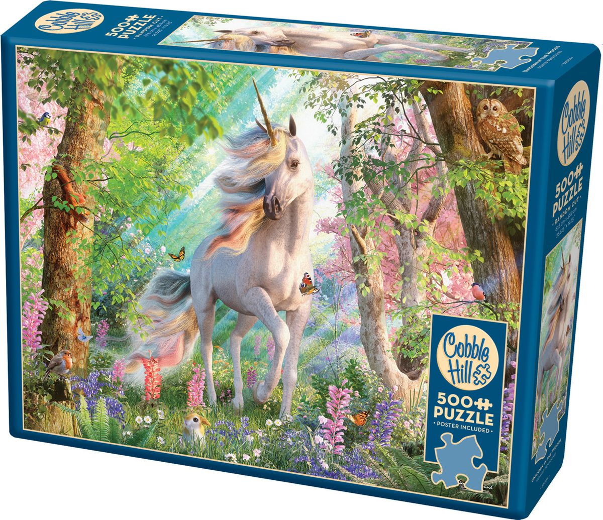 Cobble Hill 500 Piece Puzzle - Unicorn in the Woods