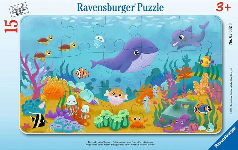 Ravensburger 15 Piece Tray Puzzle - Young Animals Under Water