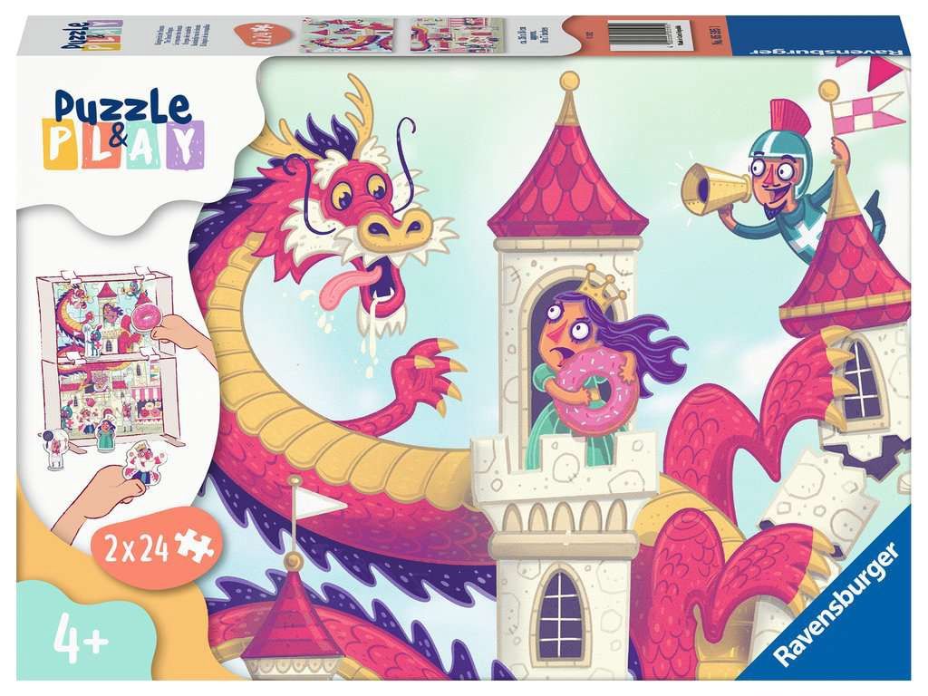 Ravensburger 2x24 Piece Puzzle &amp; Play - The Donut Dragon