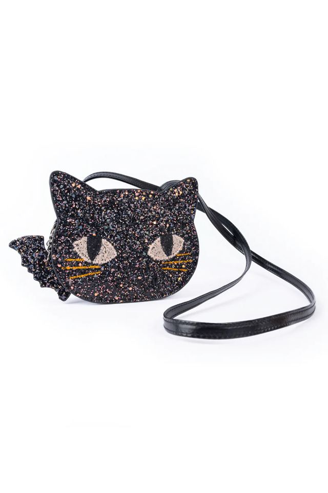 Great Pretenders - Cat&#39;s Meow Black Chunky Glitter Kitty Purse