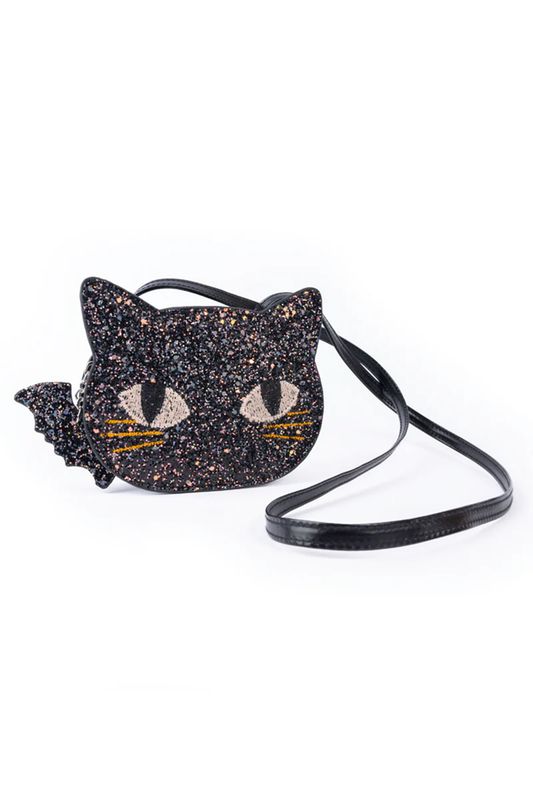 Great Pretenders - Cat&#39;s Meow Black Chunky Glitter Kitty Purse