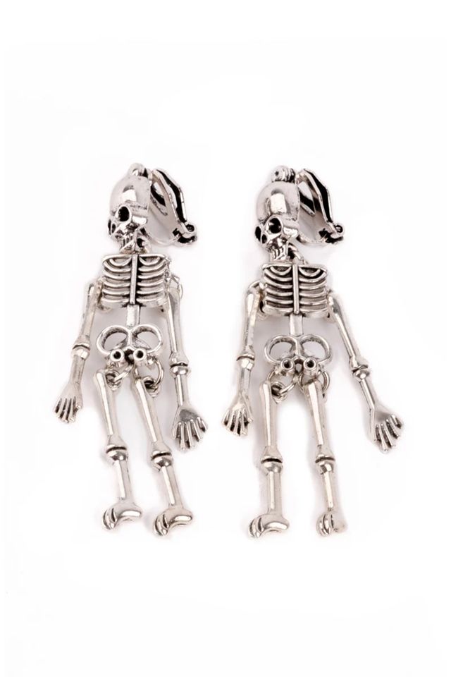 Great Pretenders - Spooky Scary Skeleton Clip On Earrings
