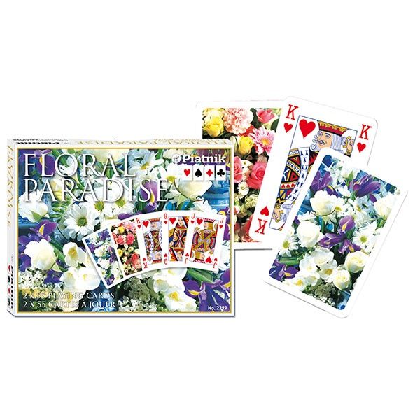 Piatnik Double Deck Playing Cards - Blue Floral Paradise