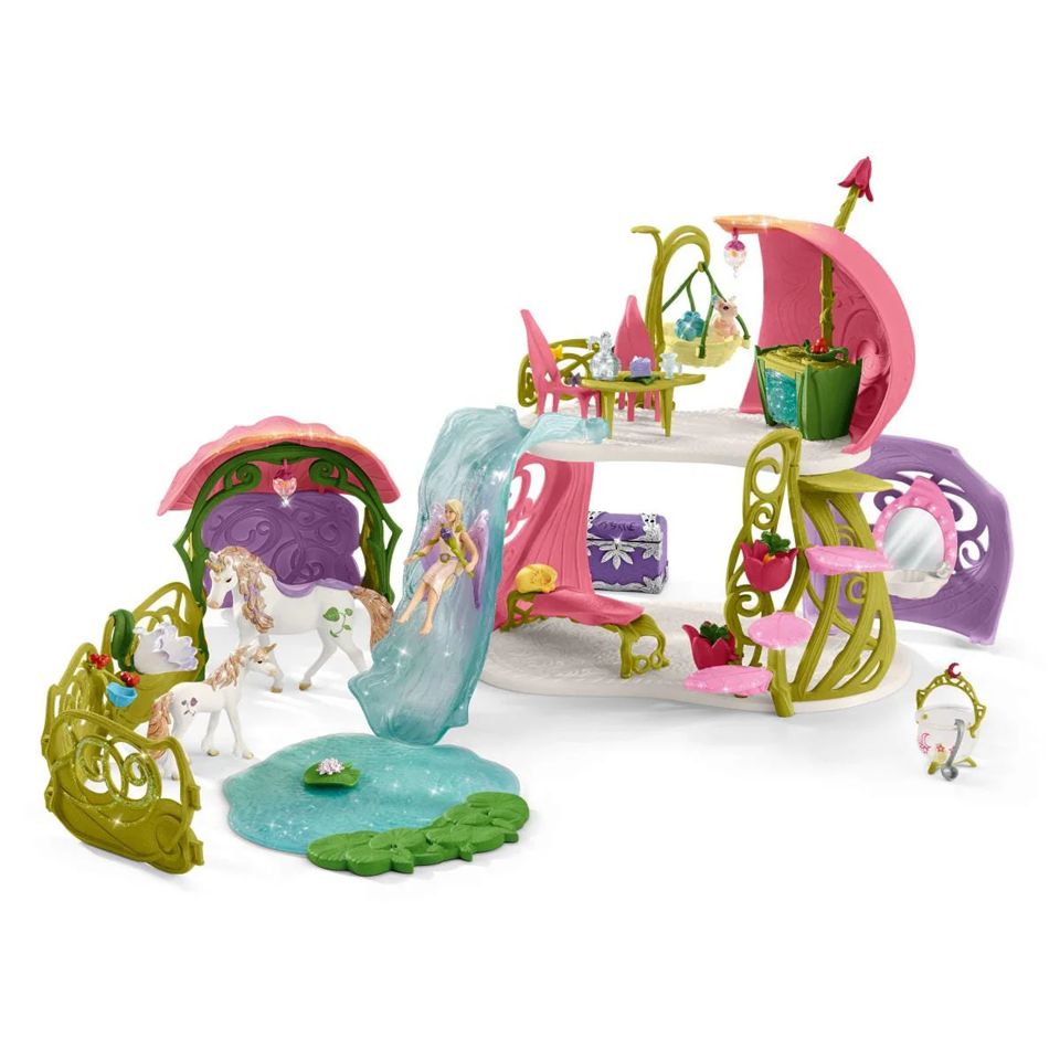 Schleich - Glittering Flower House with Unicorns, Lake, and Stable