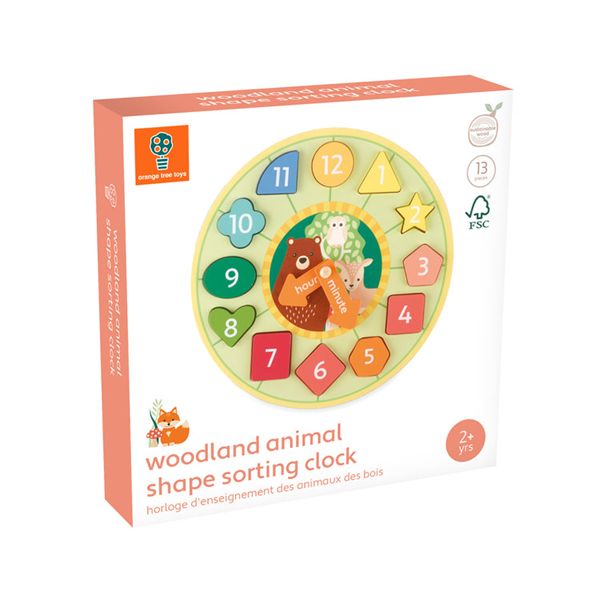 Orange Tree Toys - Woodland Animal Shape Sorting Clock