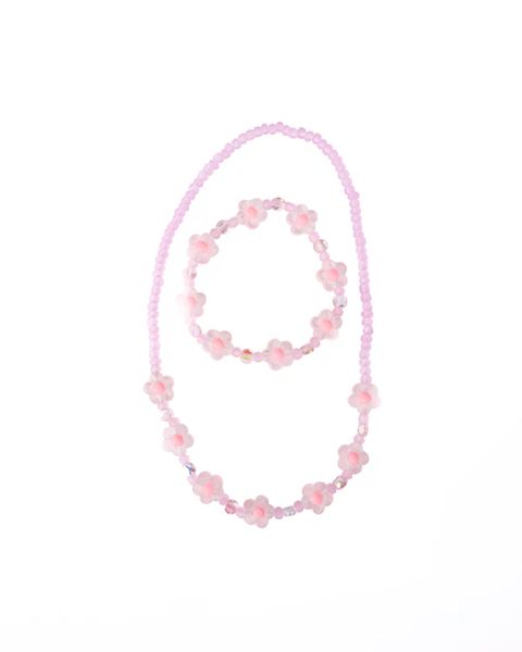Great Pretenders - Pink Crystal Blooms Necklace &amp; Bracelet Set