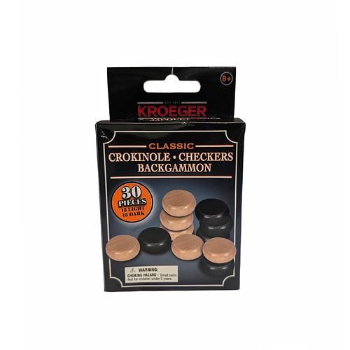 Kroeger - 30 Wooden Disk Game Pieces