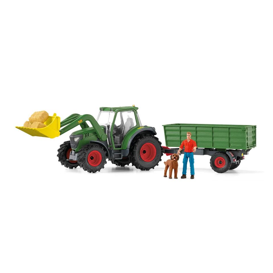 Schleich - Tractor with Trailer, Farmer, and Dog