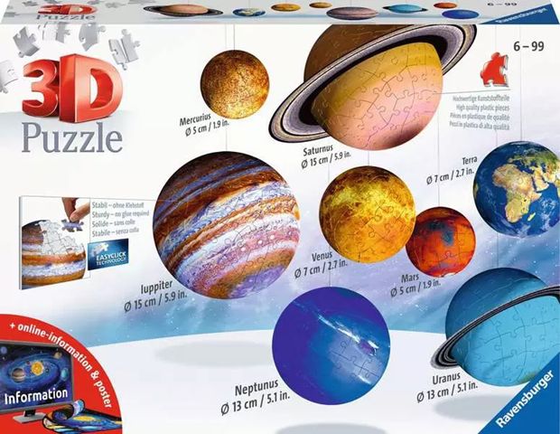 Ravensburger 540 Piece 3D Puzzle - Solar System